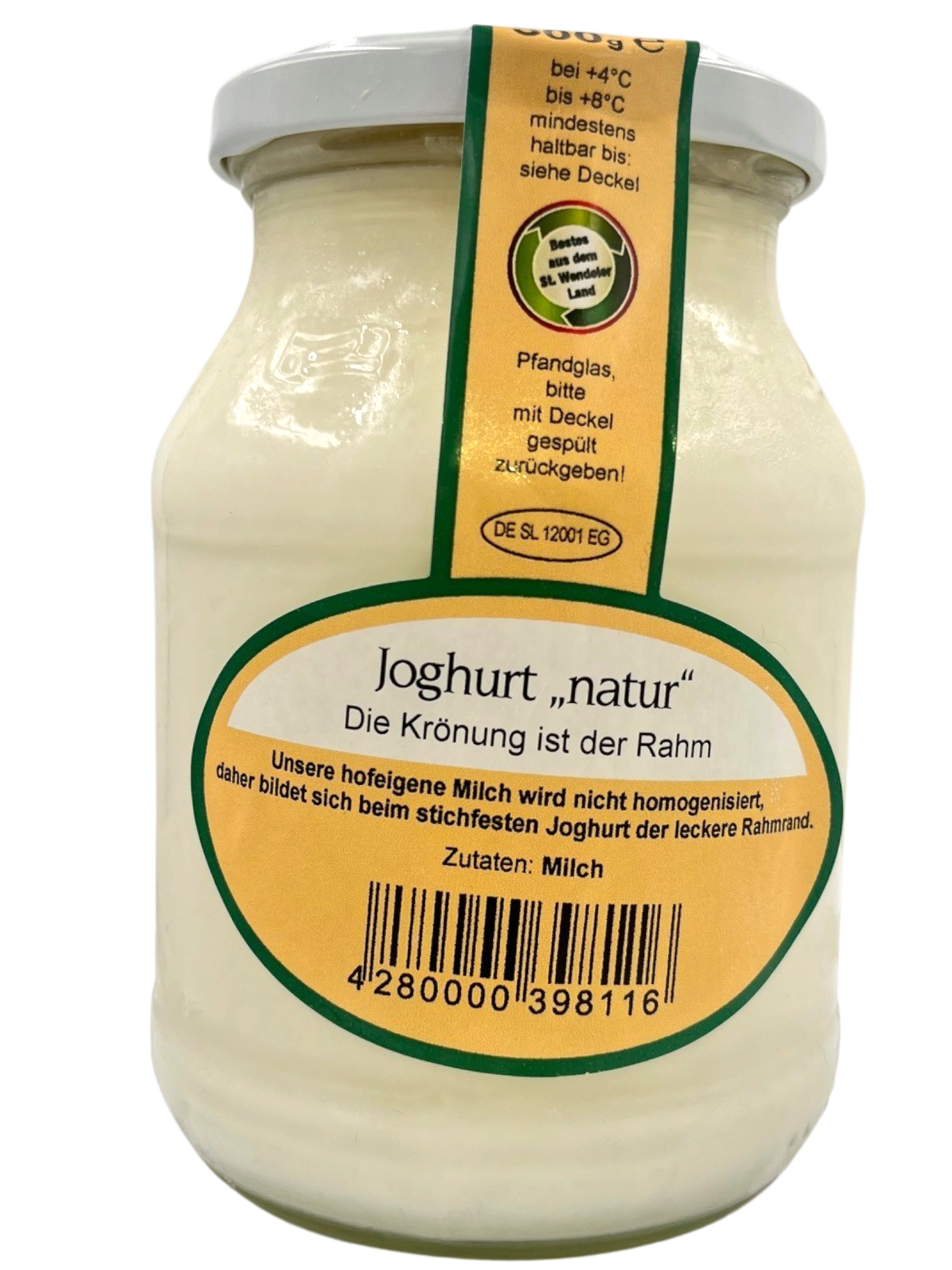 Joho-Joghurt natur 500g im Glas (mit leckerem Rahmrand wie hausgemacht)