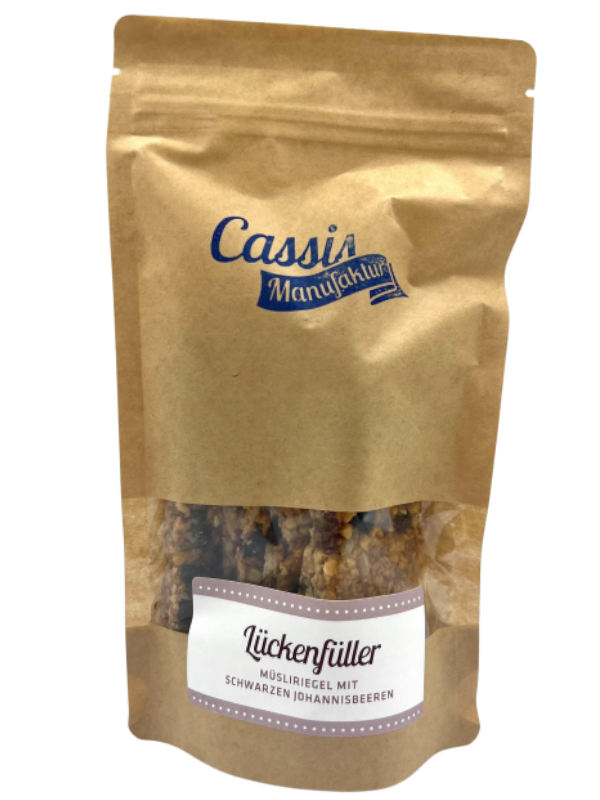 Müsliriegel "Lückenfüller" schwarze Johannisbeere, 160g, Cassis-Manufaktur