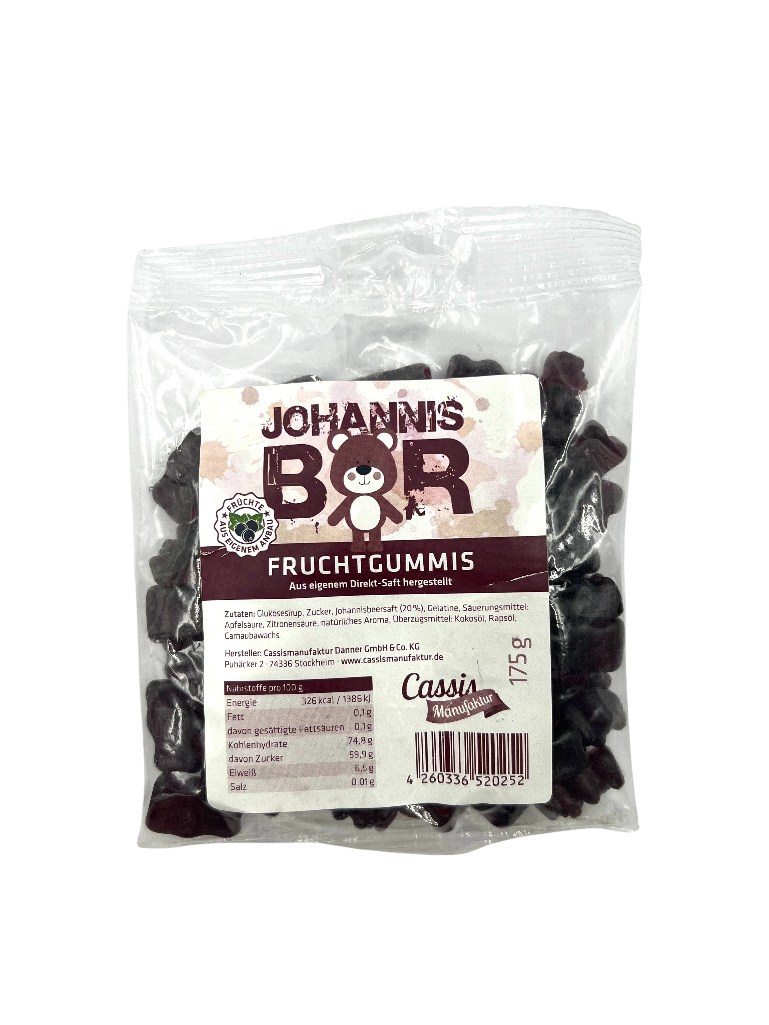 Johannis-Bären Fruchtgummis, 175g, Cassis-Manufaktur